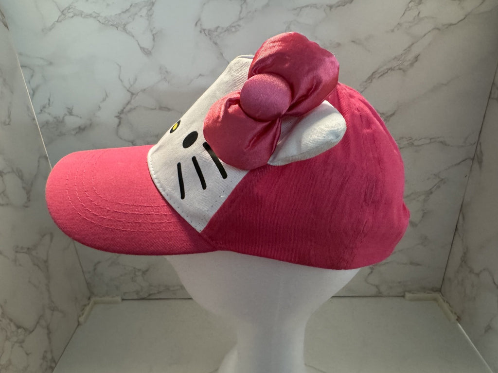 Hello Kitty with Baseball Cap Hat with Pink Ribbon, Pre-owned, Good Condition.