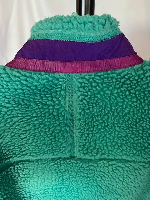 Patagonia Girls Youth Size 12, RETRO-X Sherpa coat, Green/Purple- Pre-owned