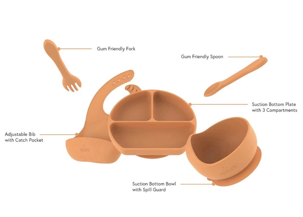 Quark Feedi 5-Piece Silicone Baby Feeding Set  Easy to Clean, New in Box Sealed