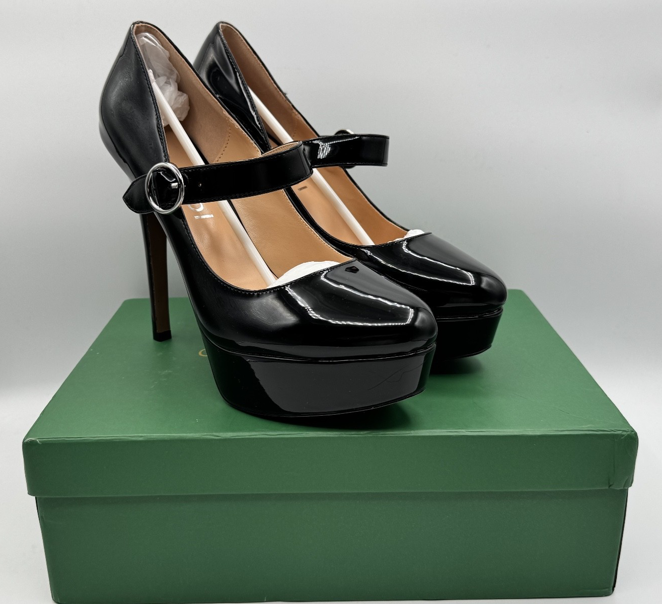 Aachcol Women's Pump Stiletto Heels Black Leather, Mary Jane w/ Buckle Sz 10 NIB