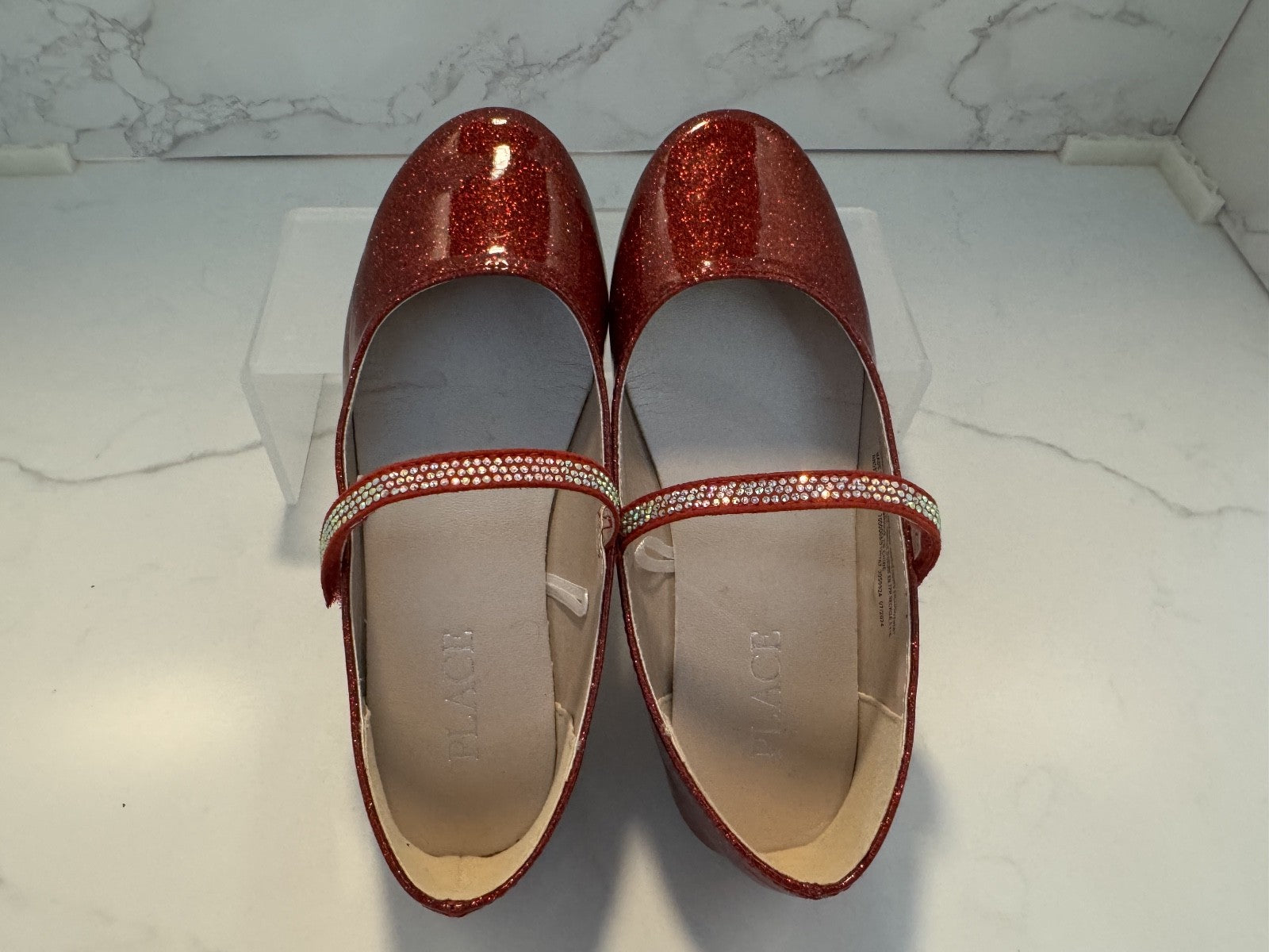 The Children’s Place Girls Red Glitter Ballet Flats, Red, Size 13
