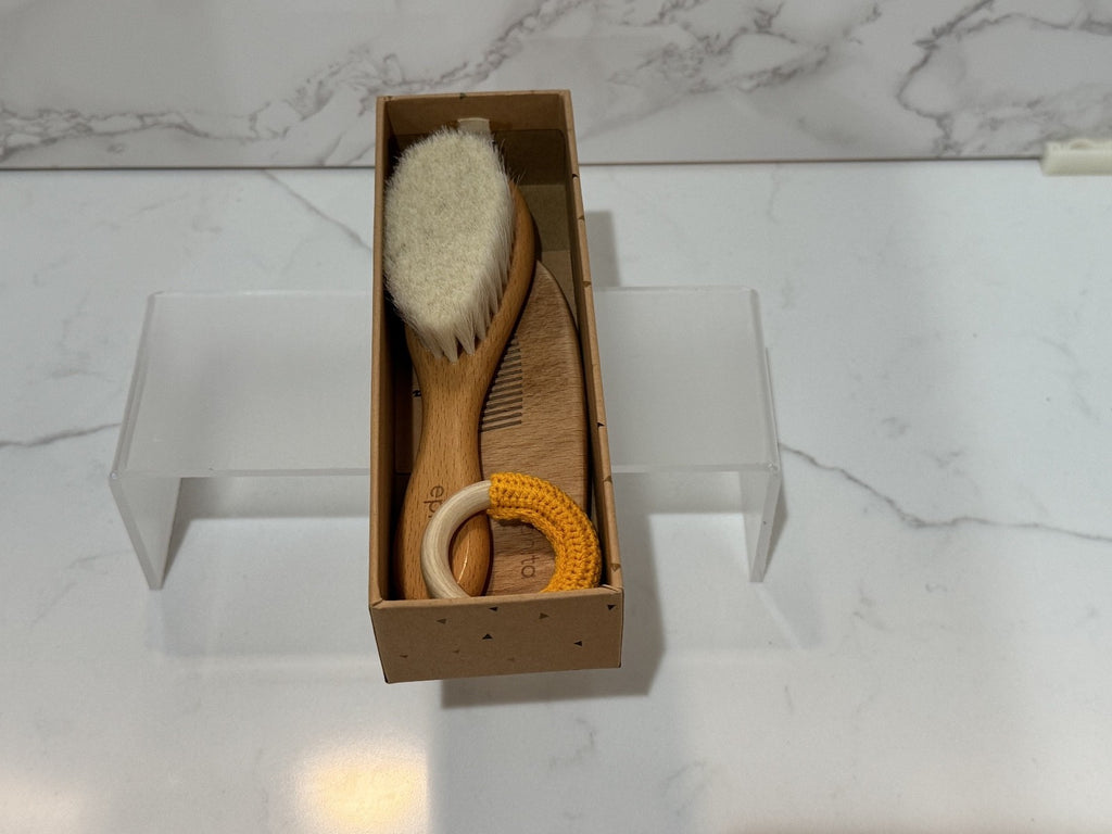 Eplanita 3PC Baby Wooden Natural, Hypoallergenic Hairbrush Set, Children NIB
