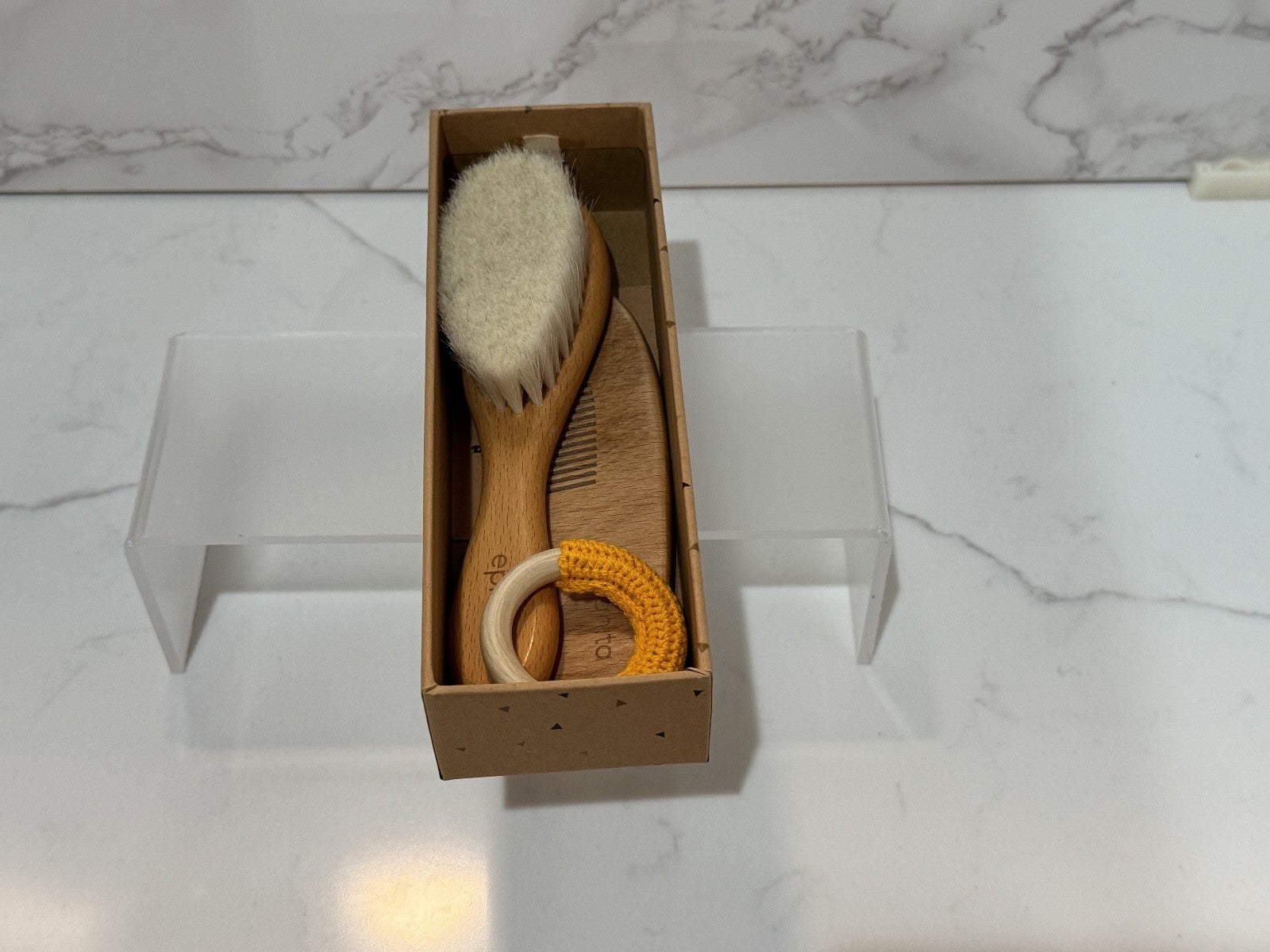 Eplanita 3PC Baby Wooden Natural, Hypoallergenic Hairbrush Set, Children NIB