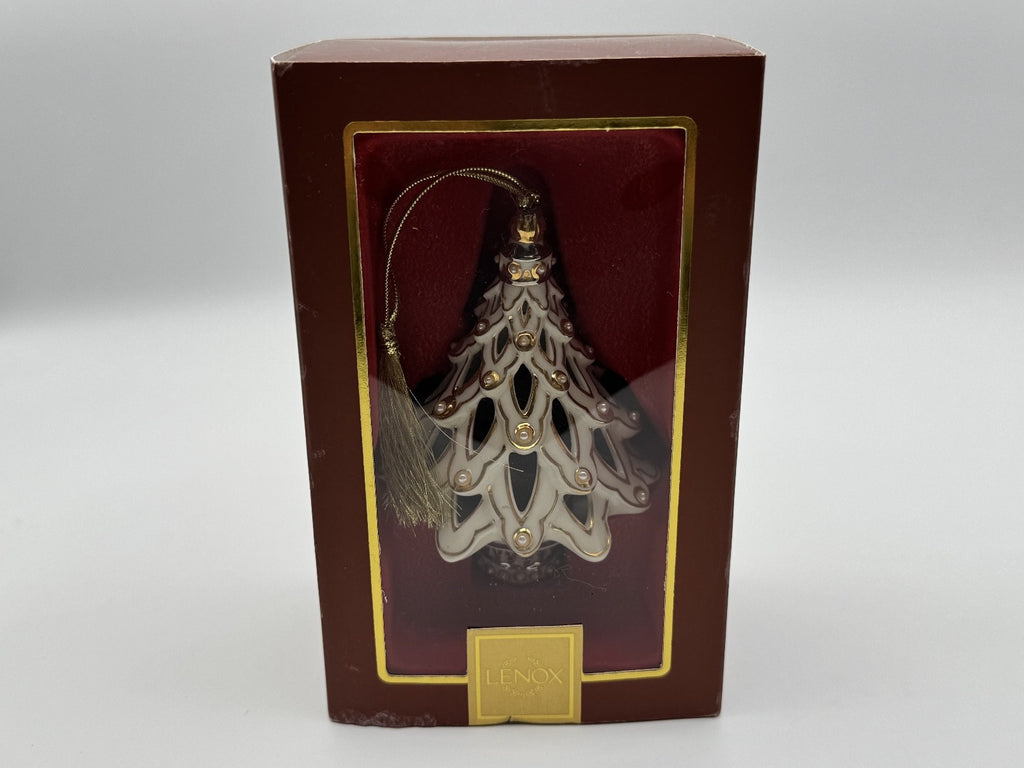 Lenox Christmas Tree Ornament Florentine & Pearl, Fillable with Aroma Scent, NIB
