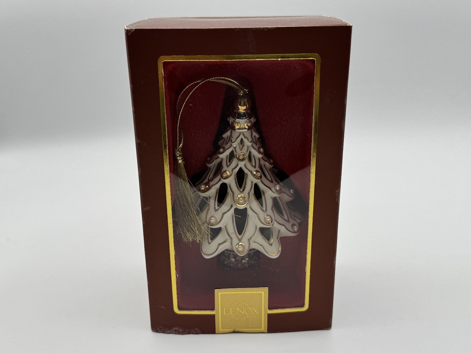 Lenox Christmas Tree Ornament Florentine & Pearl, Fillable with Aroma Scent, NIB