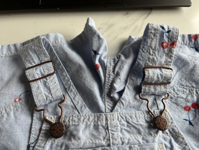 OshKosh B’Gosh Overalls Shortalls Baby/Kid Size 2T Light Blue W/Red Cherries NWT