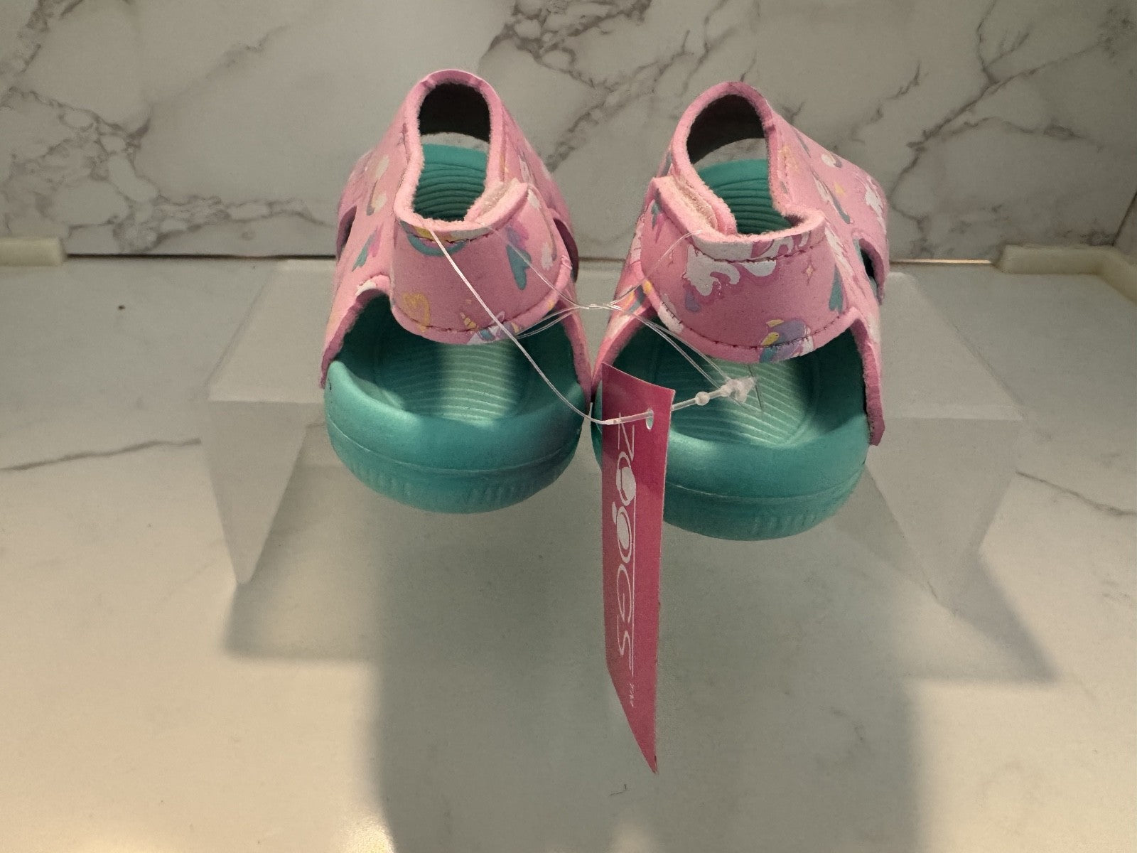 Zoogs Toddler Girls Water Sandals Size 7 Pink Teal Unicorn Beach Pool Summer NWT