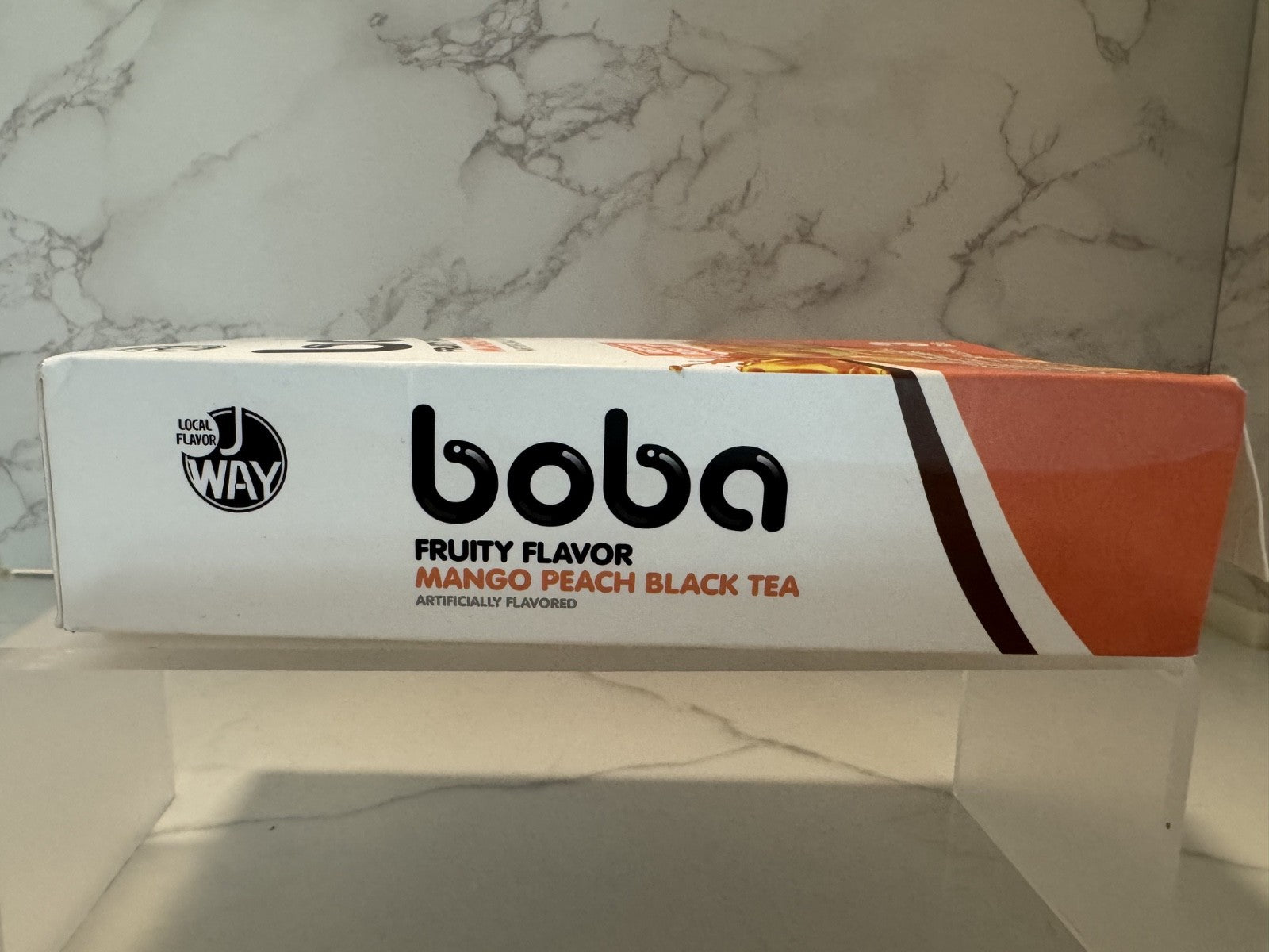 J WAY Instant Boba Bubble Pearl Mango Peach black Tea Kit, New Damaged Exp 2/26
