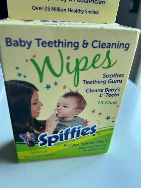 Apple Spiffies Baby Teething & Cleansing 20 Wipes Aged 4 mos & Up SEALED