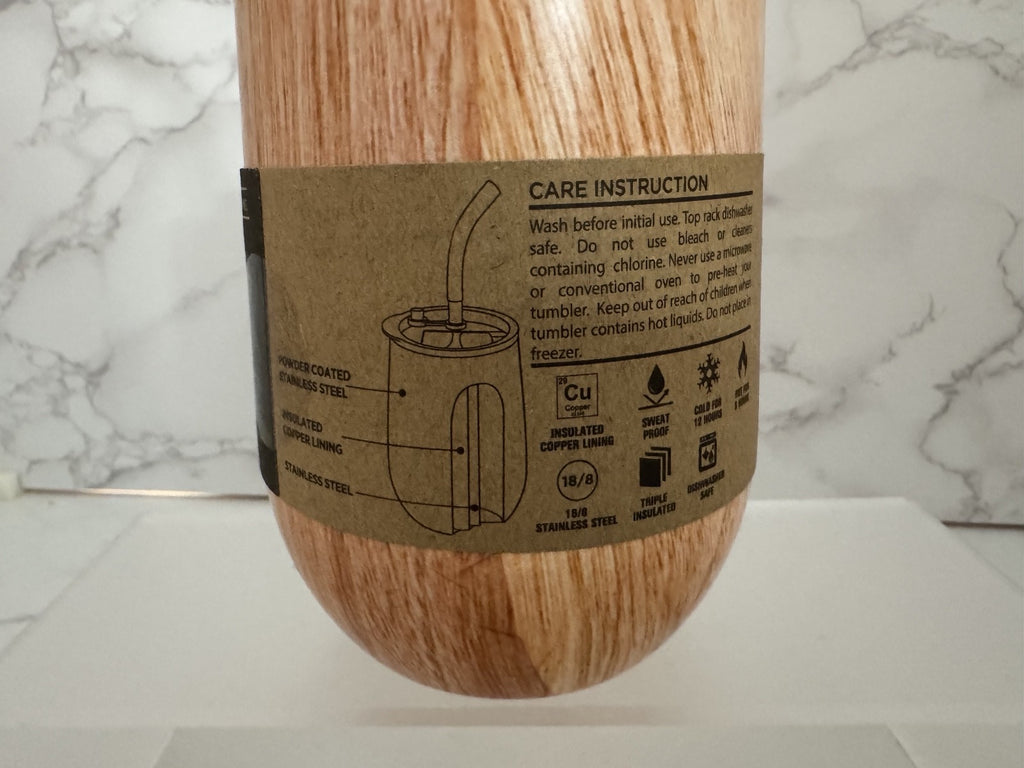 Hydraflow Soul 14 oz Wood Grain Insulated Soul Tumbler 12 Hour Hot and Cold, NEW