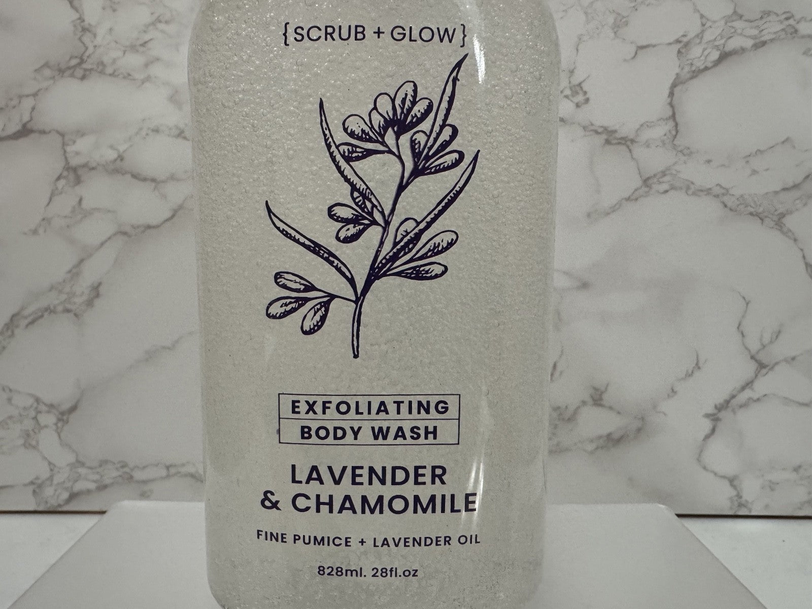 Home & Body Lavender & Chamomile Exfoliating Body Wash, Scrub + Glow 28oz New