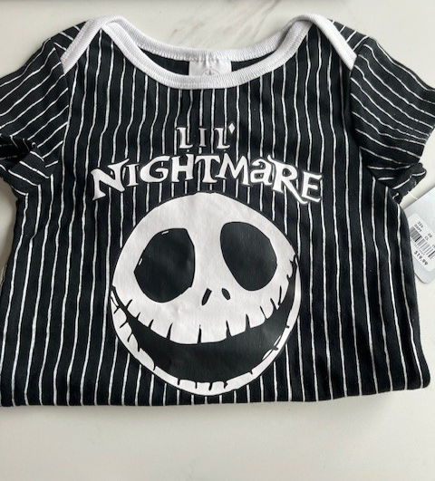 Disney Store Jack Skellington Nightmare Before Christmas Baby Bodysuit 18-24 mo.