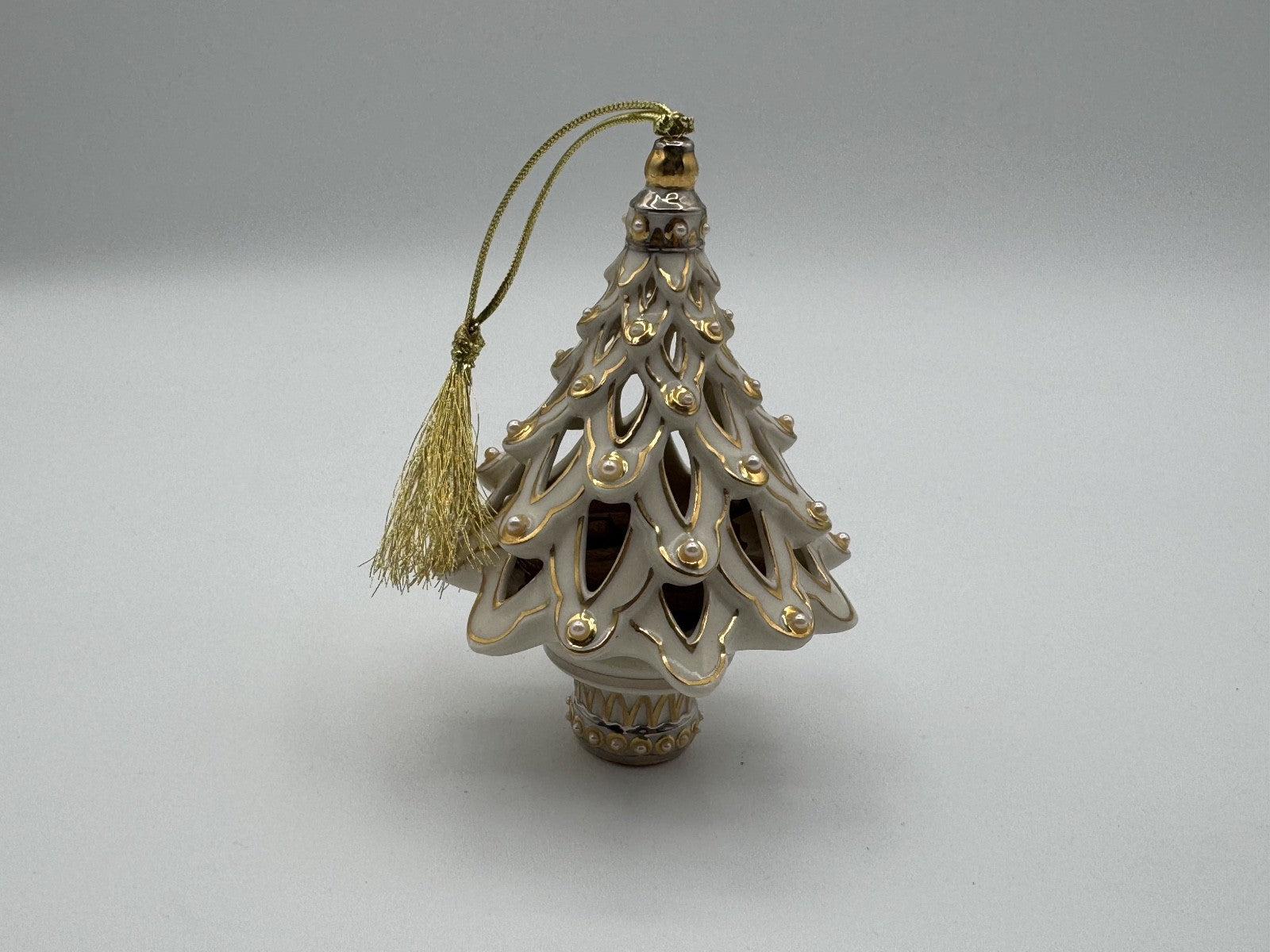 Lenox Christmas Tree Ornament Florentine & Pearl, Fillable with Aroma Scent, NIB