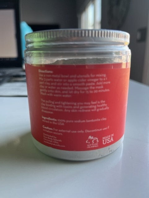 Pure Body Naturals Indian Healing Bentonite Clay 8oz Toxins & Acne 100% Pure