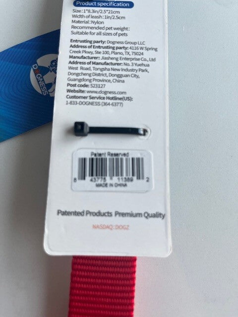 Dogness Safety Leash Rider Series Short 1x8.3in/2.5x21cm RED Car Riding Pets NEW