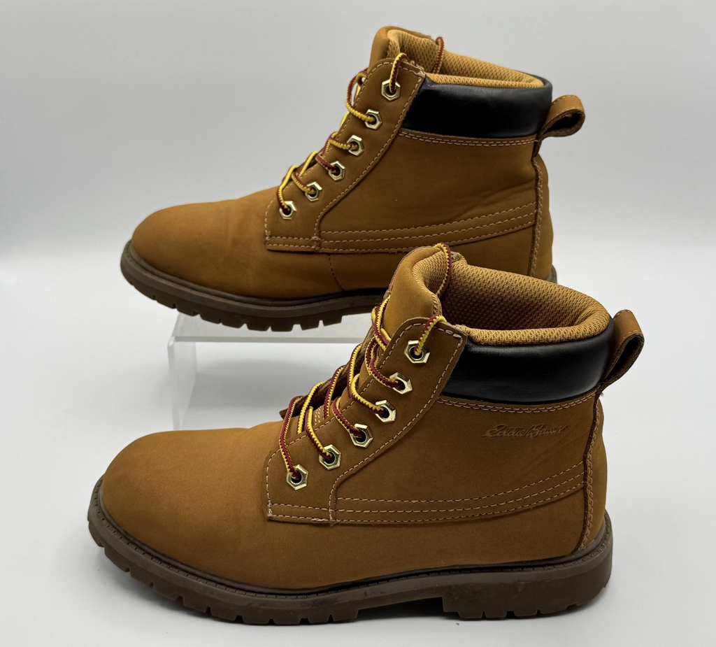 Eddie Bauer Karpie Youth Tan Work Hiking Boots Size 5M, Pre-owned Excellent