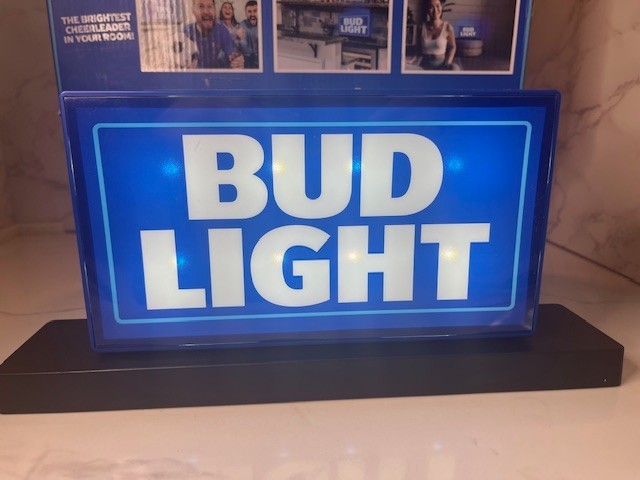 Bud Light LED Lightbox 12" x 2.5"Micro USB Power Man Cave Game Room Bar Gift NIB