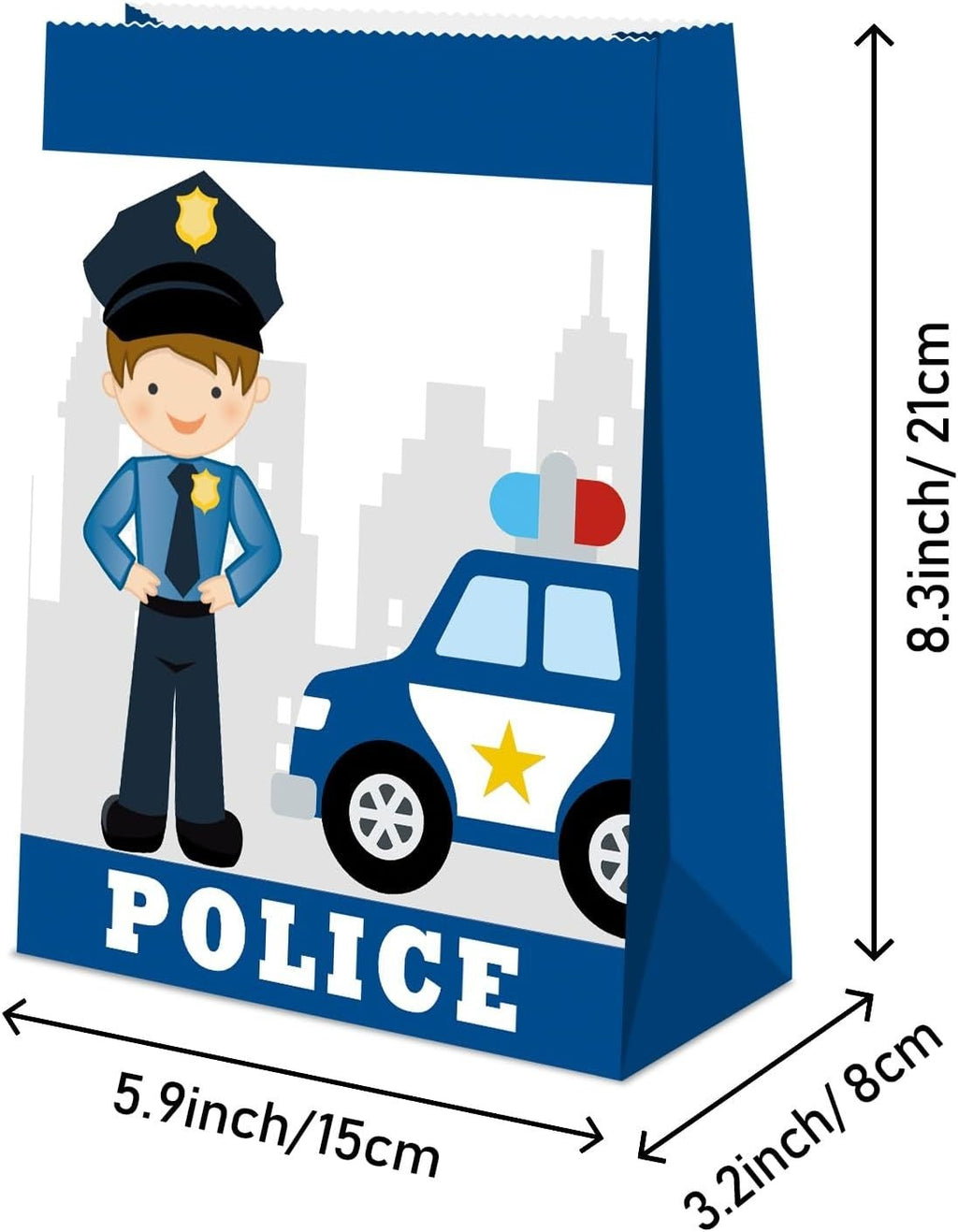 24pc Police Gift Bags w/ Stickers Party Favors & Decorations for Kids Birthday