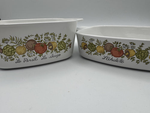 2pc Vintage Corning Ware Marjolaine Oven, Microwave Safe Cooking Set, Pre-owned