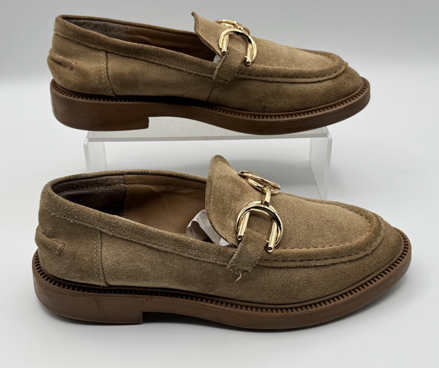 Steve Madden Kalon Tan Suede Loafer Woman's Size 8M, Slip-on w/Chain, Pre-owned