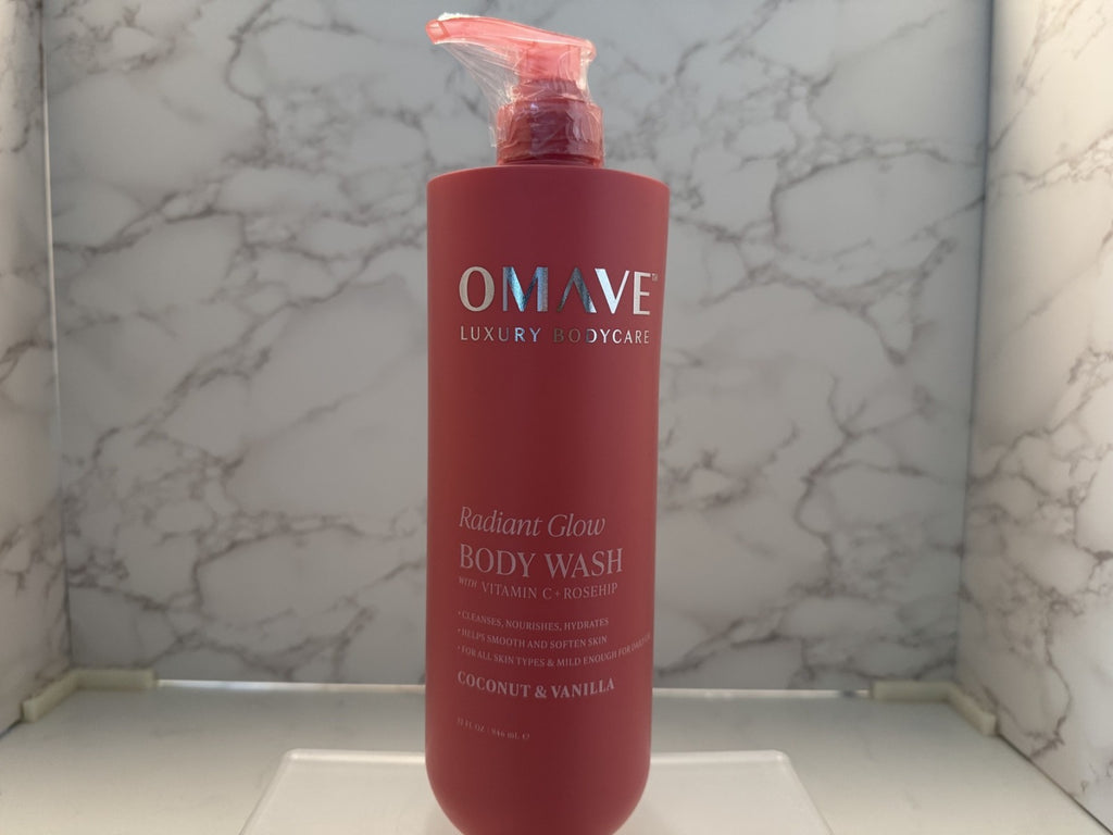 OMAVE Luxury Bodycare Body Wash Radiant Glow COCONUT VANILLA Rosehip 32oz, NEW