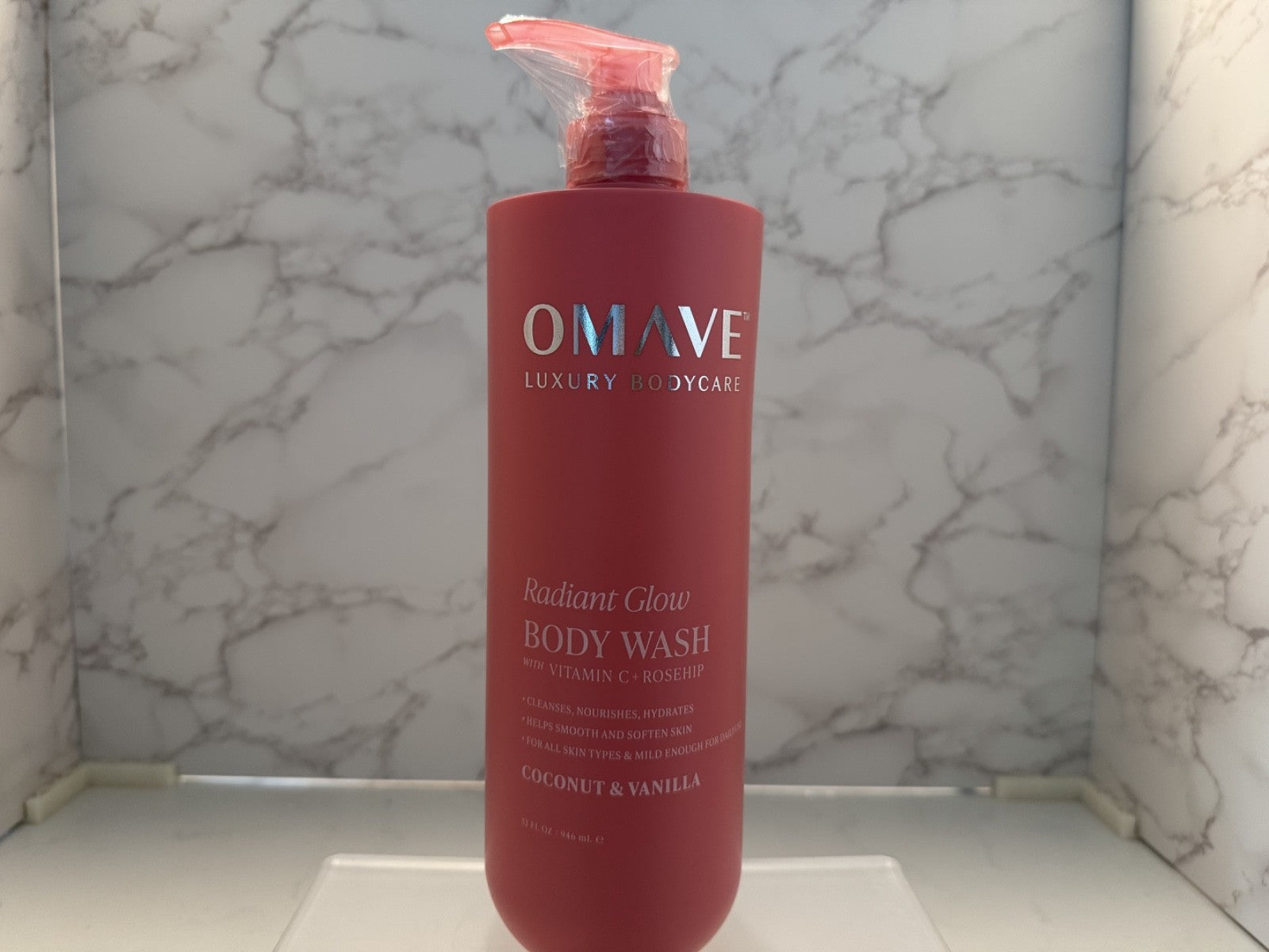OMAVE Luxury Bodycare Body Wash Radiant Glow COCONUT VANILLA Rosehip 32oz, NEW