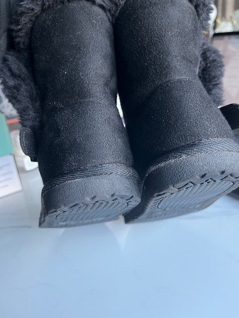 The Childrens Place Girls Buckle Faux Fur Chalet Boots Black Youth Girls Size 13