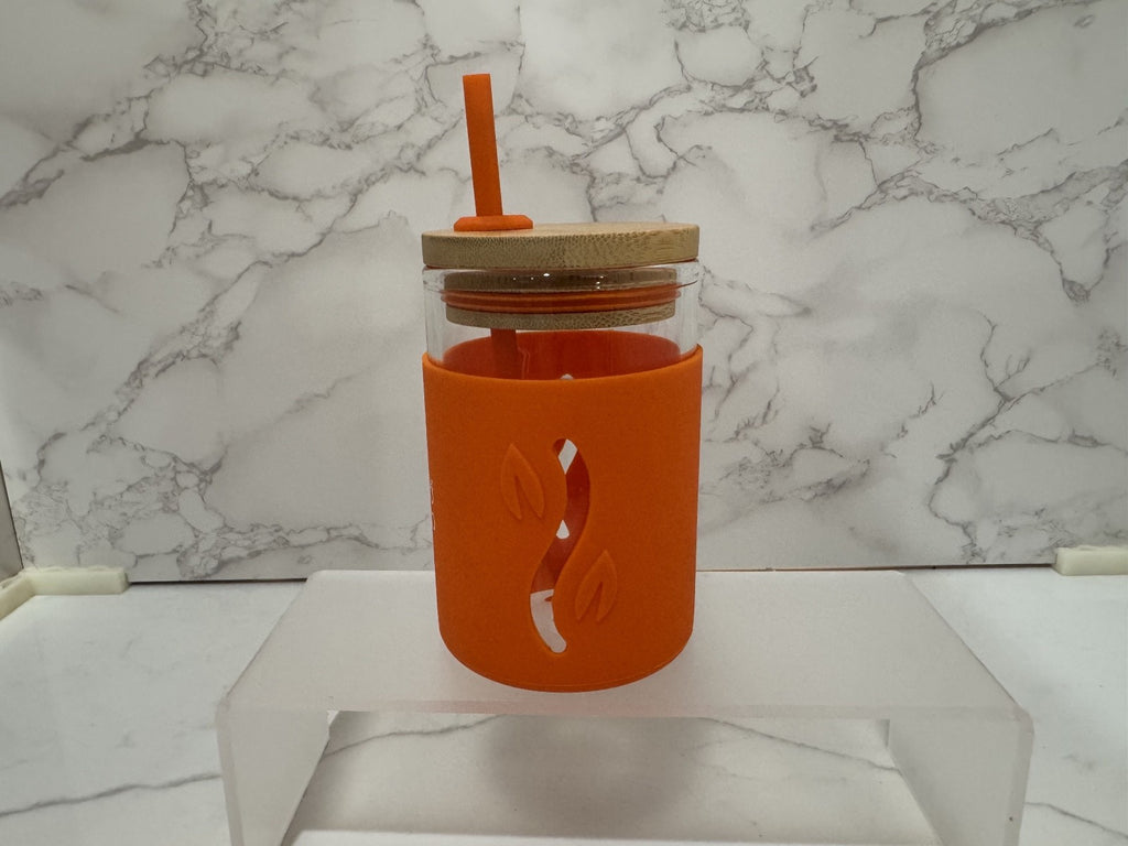Bamboo Bamboo Children Toddler Jar w/Silicone Straw and Sleeve Orange Unisex NIB