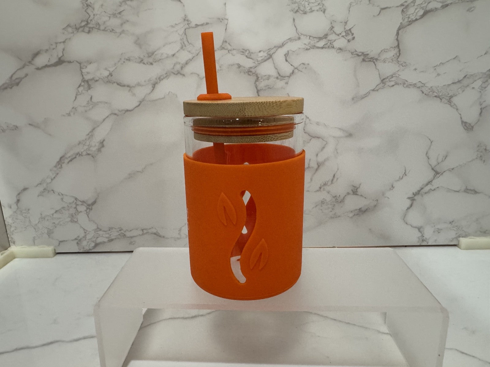 Bamboo Bamboo Children Toddler Jar w/Silicone Straw and Sleeve Orange Unisex NIB
