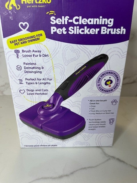 Hertzko Brush, Dog Brush for Shedding, Cat & Dog Grooming Self Clean Release NIB