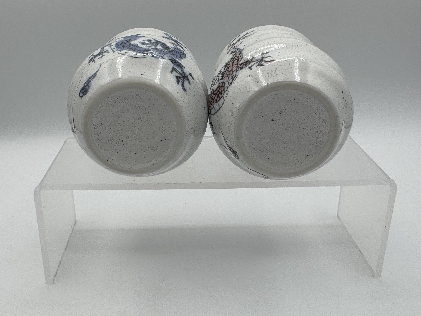 Authentic Japanese Yunomi Tea Cups Red & Blue Set, Collectable Asian Set, New