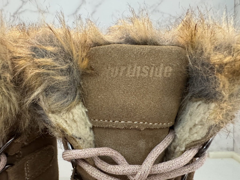 Northside Suede Winter Snow Boots Girls Size 11 Pink Faux Fur Lace Up Thinsulate