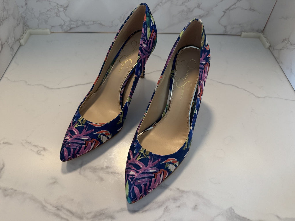 Jessica Simpson Size 8 1/2M Womens Levin Floral Point Toe Slip On Stiletto Pumps