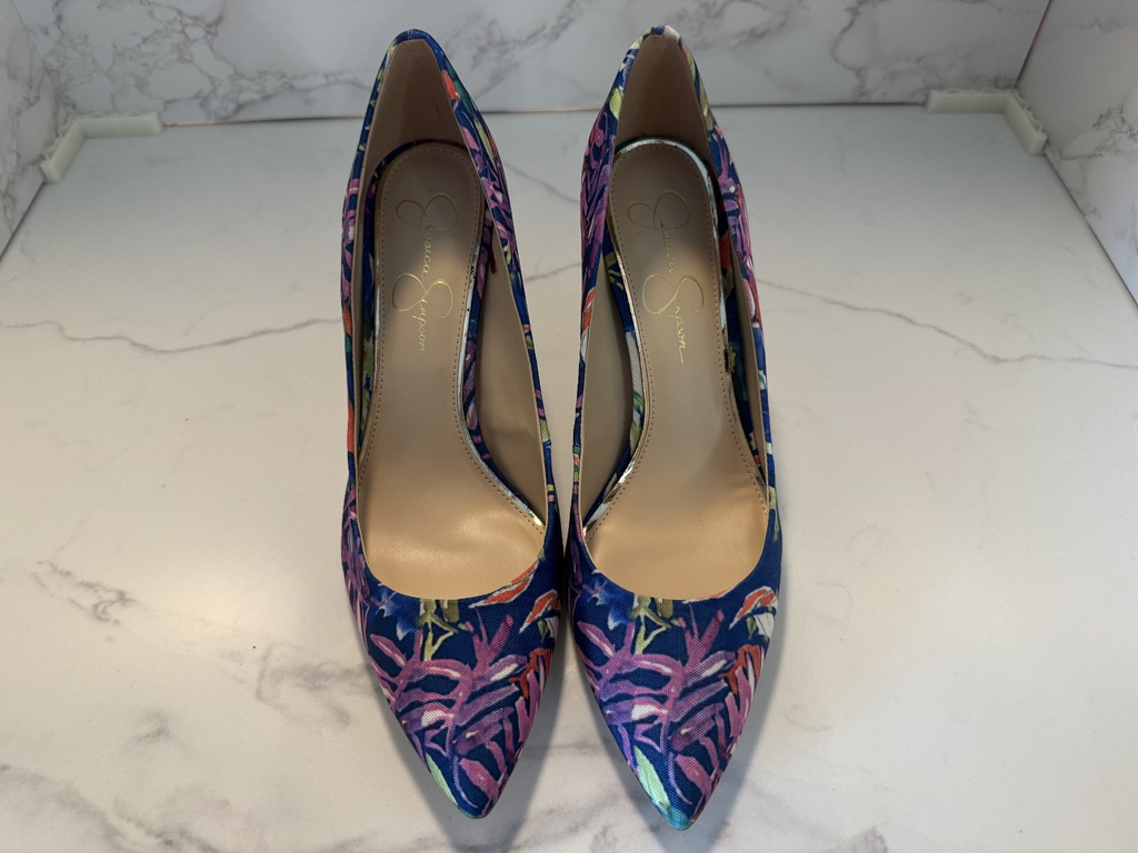 Jessica Simpson Size 8 1/2M Womens Levin Floral Point Toe Slip On Stiletto Pumps