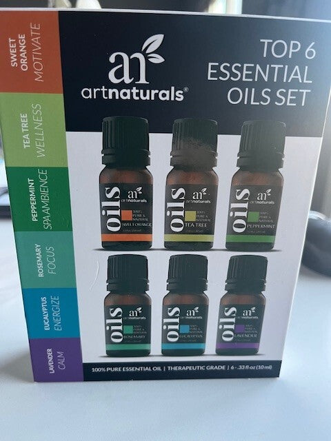 ArtNaturals Aromatherapy Top-6 Essential Oil Set, 100% Pure 6 x 10ml Bottles NIB