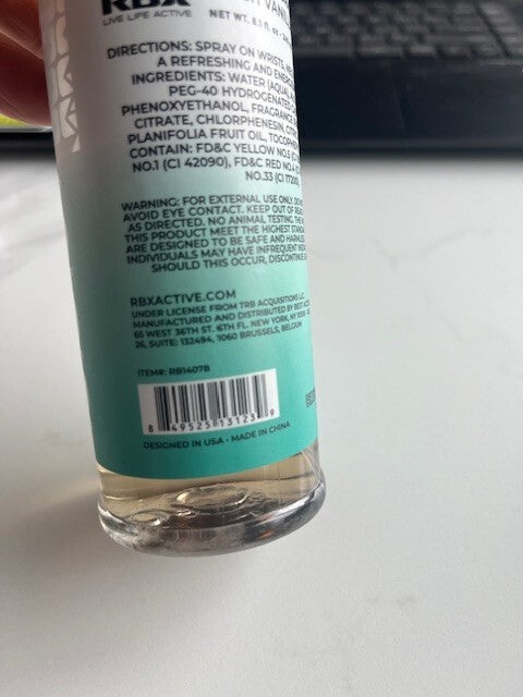 RBX Active Performance Spray Fresh Vanilla 8.1 oz all skin types SEALED NEW