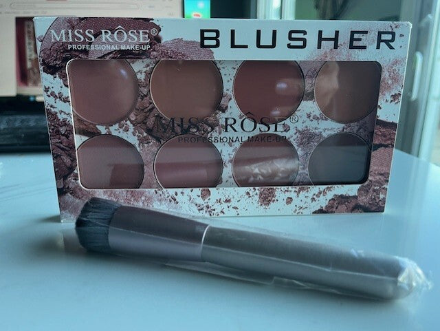 Miss Rose 8 Colors Blush Palette Natural Matte Long Lasting Makeup w/ Brush NEW