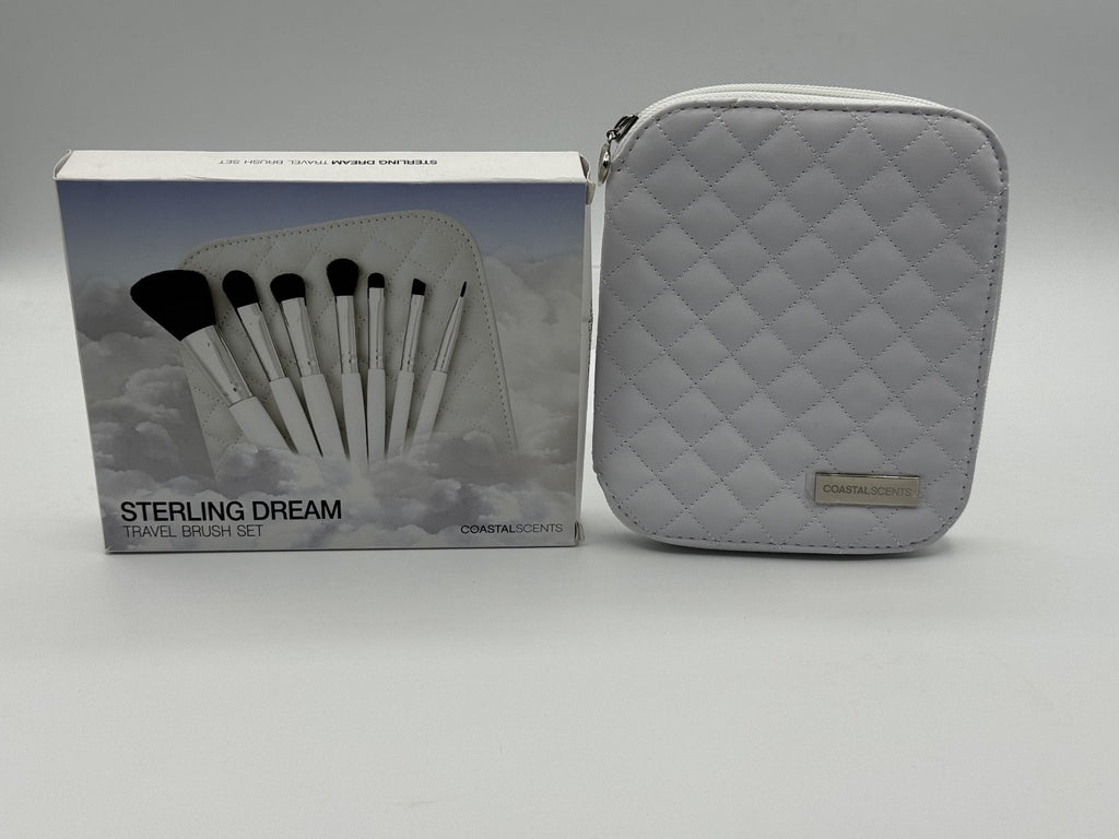 Coastal Scents Sterling Dream Travel Brush Set White, Black, Silver w/Case NIB