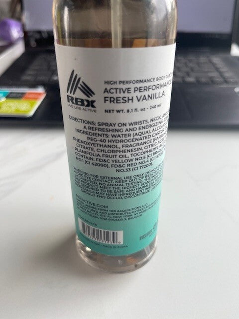 RBX Active Performance Spray Fresh Vanilla 8.1 oz all skin types SEALED NEW