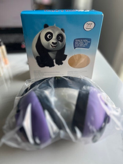 Happy Baby Safety Adjustable Ear Muffs Hearing Protection 0-3yrs. Purple SEALED