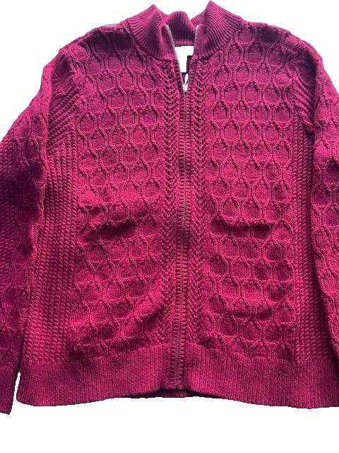 Charter Club Size L Front Zip up Cable Knit Sweater Pre-owned, Excellent Conditi