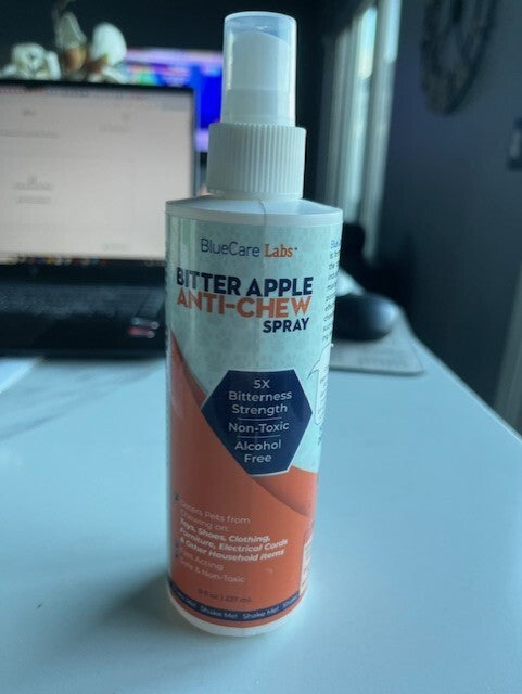 BlueCare Labs Anti-Chew Bitter Apple Chew Deterrent Spray-8 oz- Exp 08/2025