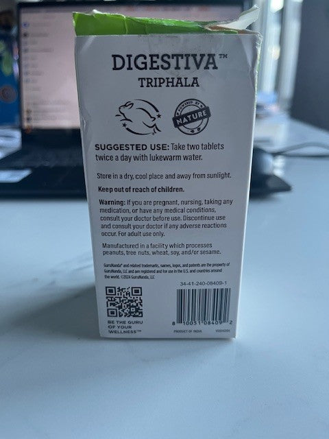 Guru Nanda Digestiva Triphala 240 Tabs 600mg Helps Digestive Antioxidants SEALED