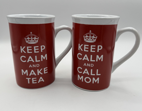 2pc.-Keep Calm and Make Tea & Call Mom by Bay Island 5" , 12 oz Tea Cup, NEW