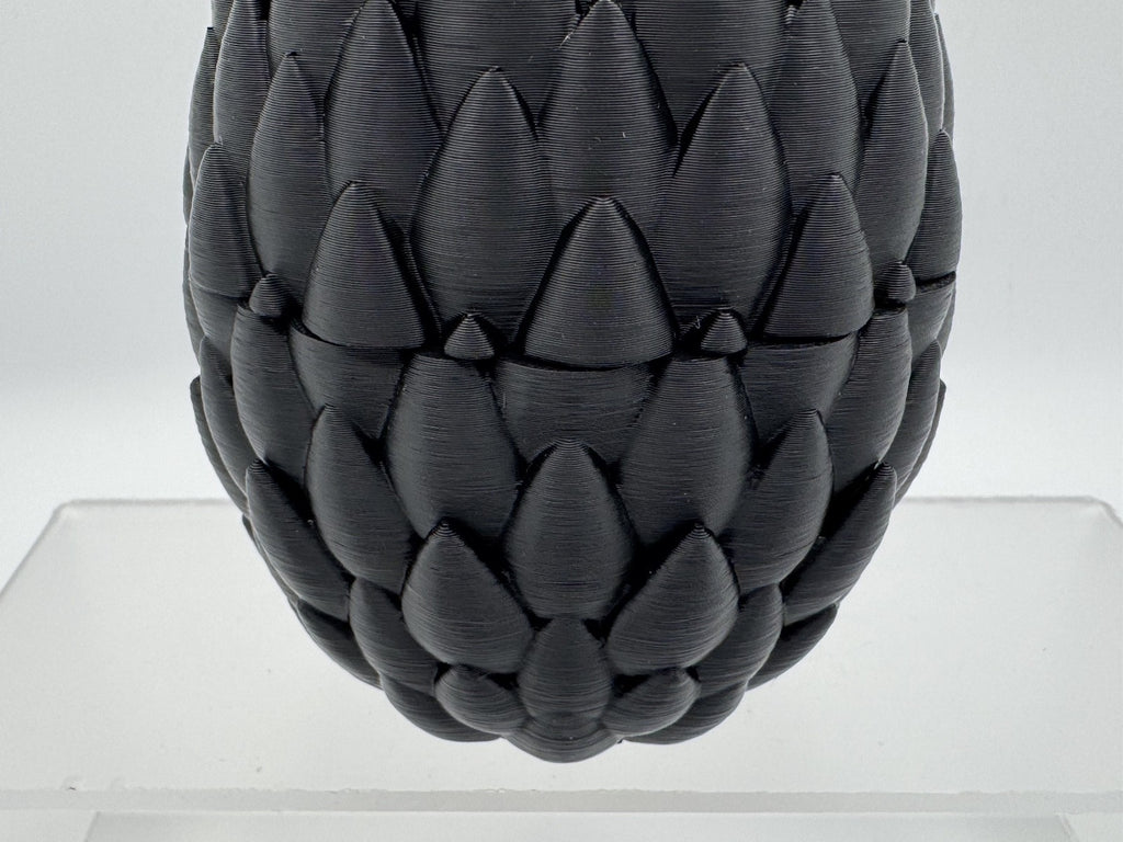 3D Printed Dragon Egg Large 6" Scale Texture Articulated Fly Dragon Inside Black