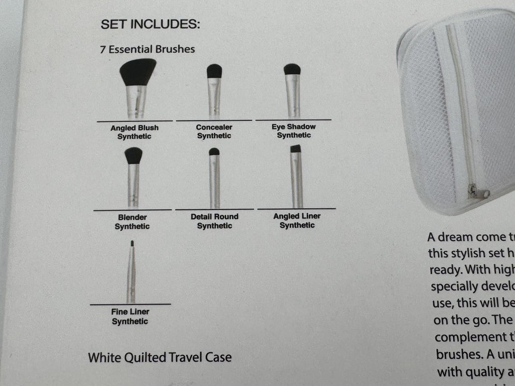 Coastal Scents Sterling Dream Travel Brush Set White, Black, Silver w/Case NIB
