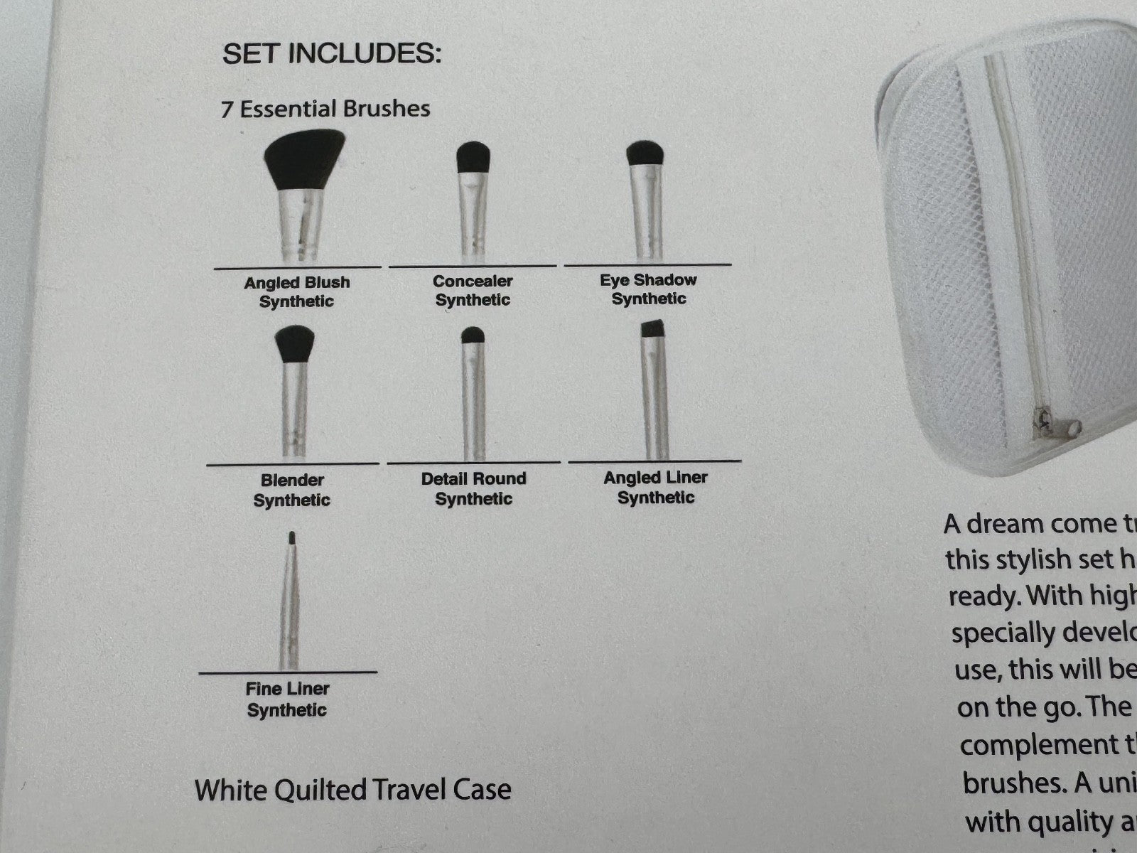 Coastal Scents Sterling Dream Travel Brush Set White, Black, Silver w/Case NIB