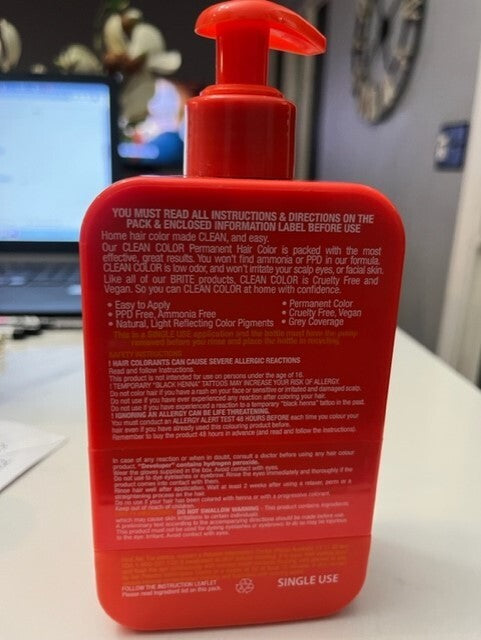 Brite  C0ruelty Free Clean Color Vegan Permanent Hair Color RED NEW