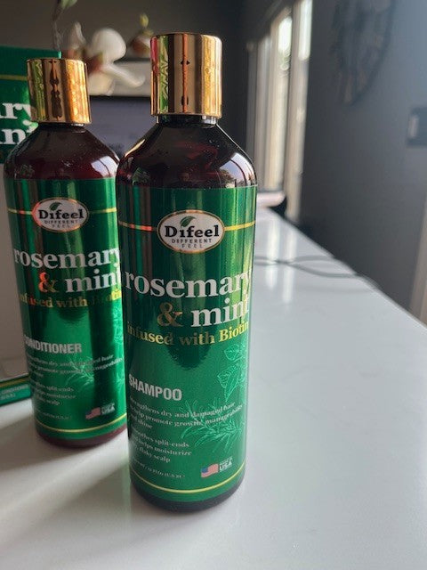Difeel Strength & Scalp Care | Rosemary Mint Shampoo & Conditioner 12 oz ea. NIB