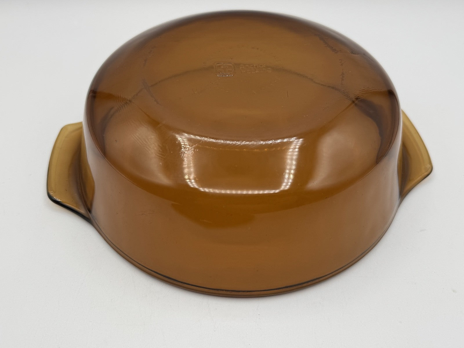 Anchor Hocking Harvest Amber Glass Brown Round Casserole w/Lid, 1.5 QT. Pre-own